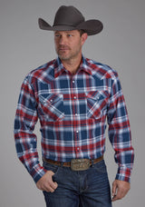 Roper Mens Unlined Flannel Shirt Long Sleeve Snap Western Shirt