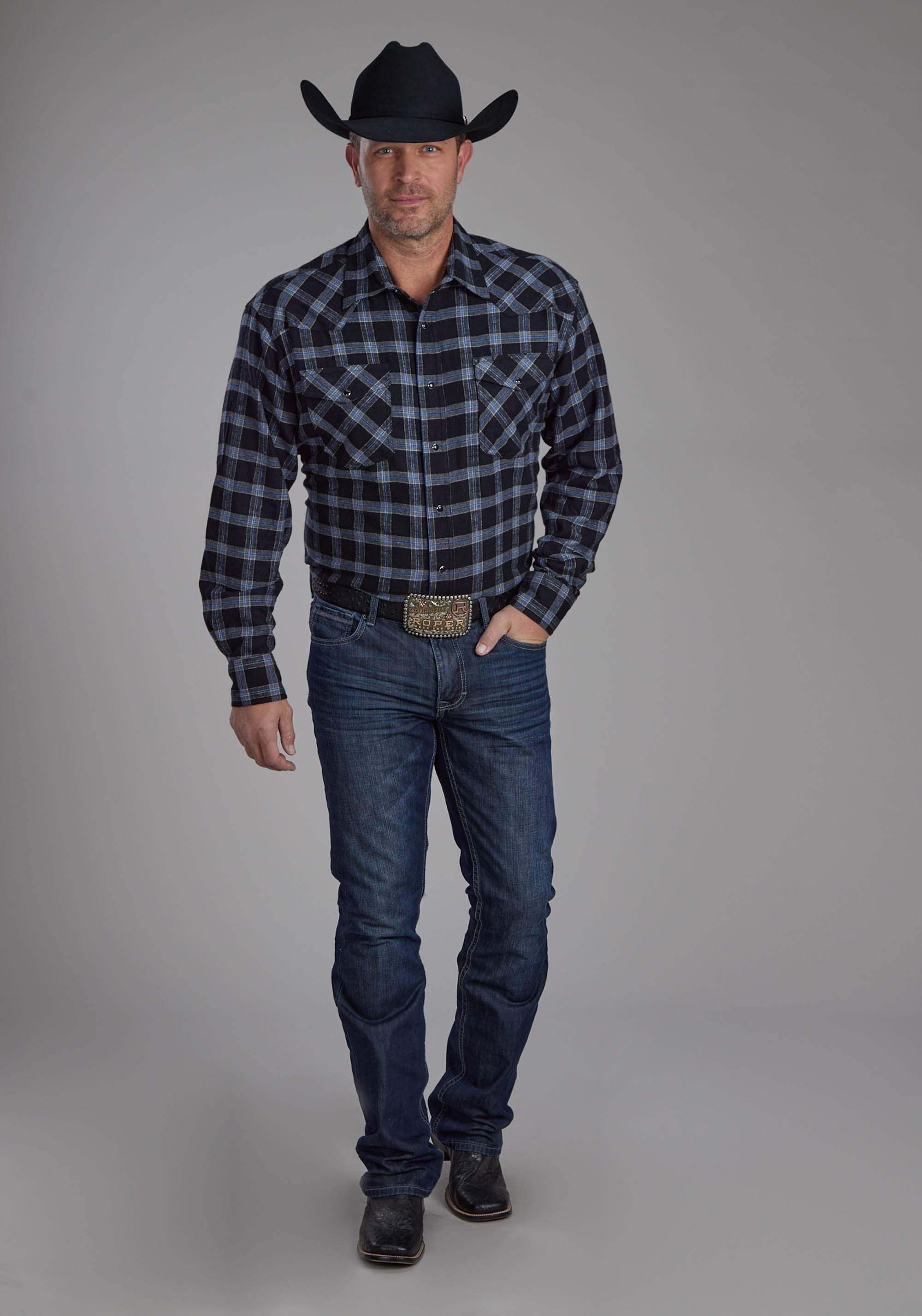 Roper Mens Unlined Flannel Shirt Long Sleeve Snap Western Shirt - Roper - Flyclothing LLC
