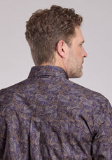 Roper Mens Long Sleeve Button Purple Haze Paisley Western Shirt