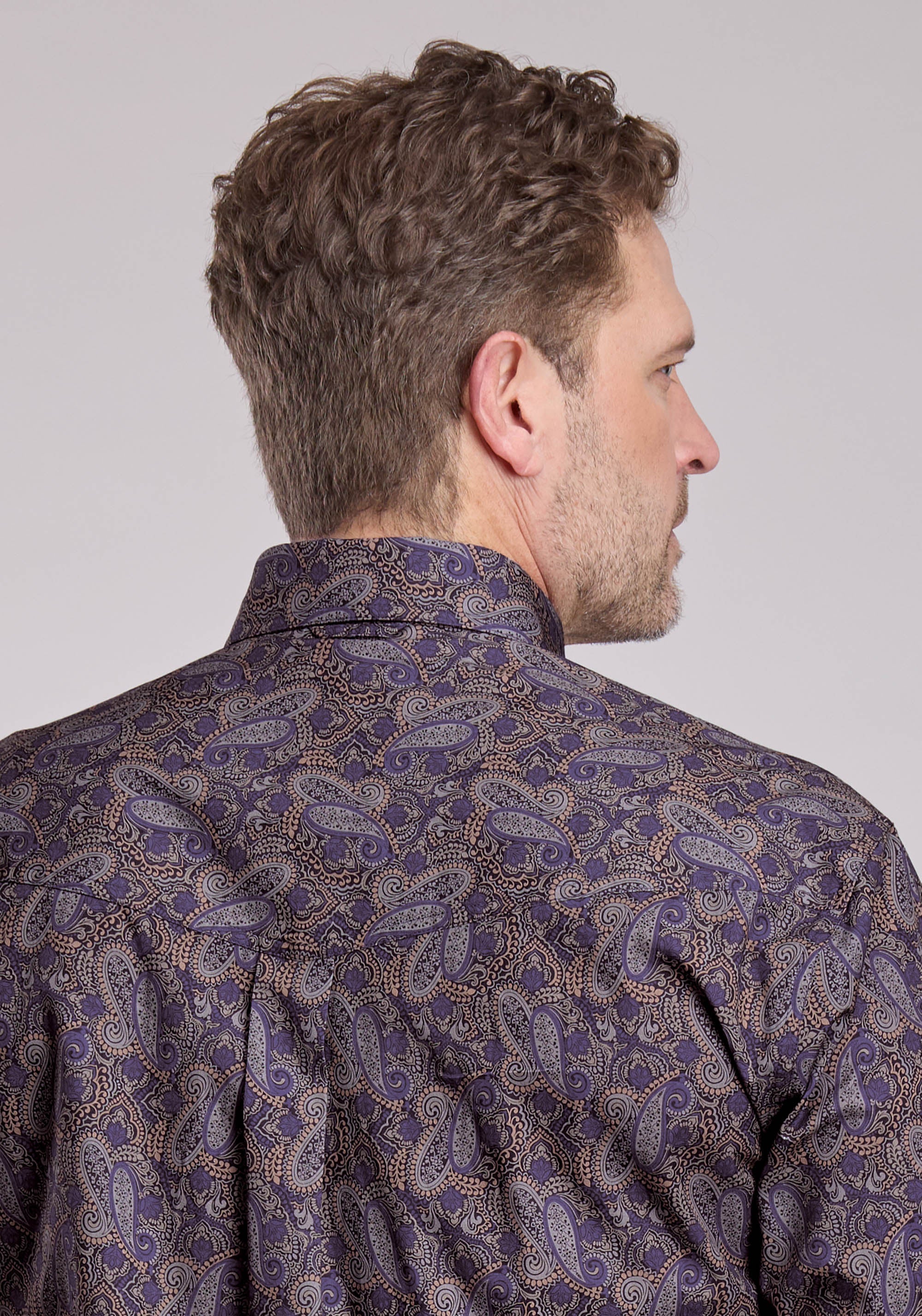 Roper Mens Long Sleeve Button Purple Haze Paisley Western Shirt