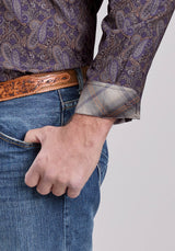 Roper Mens Long Sleeve Button Purple Haze Paisley Western Shirt