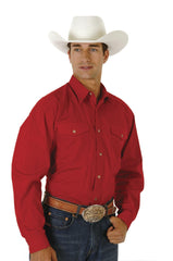 Roper Mens Red Solid Long Sleeve Western Button Shirt Tall Fit - Roper