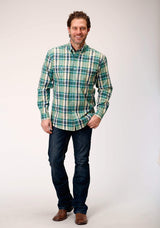 Roper Mens Long Sleeve Button Ocean Plaid Western Shirt Tall Fit - Roper - Flyclothing LLC