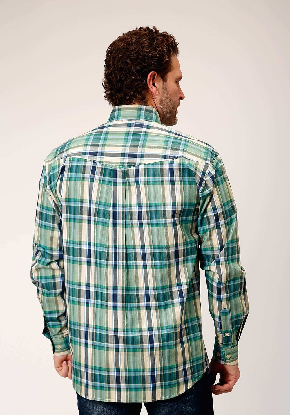 Roper Mens Long Sleeve Button Ocean Plaid Western Shirt Tall Fit - Roper - Flyclothing LLC