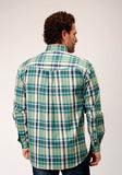 Roper Mens Long Sleeve Button Ocean Plaid Western Shirt Tall Fit - Roper