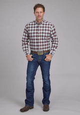 Roper Mens Stretch Plaid - Brown Long Sleeve Button Western Shirt - Roper - Flyclothing LLC