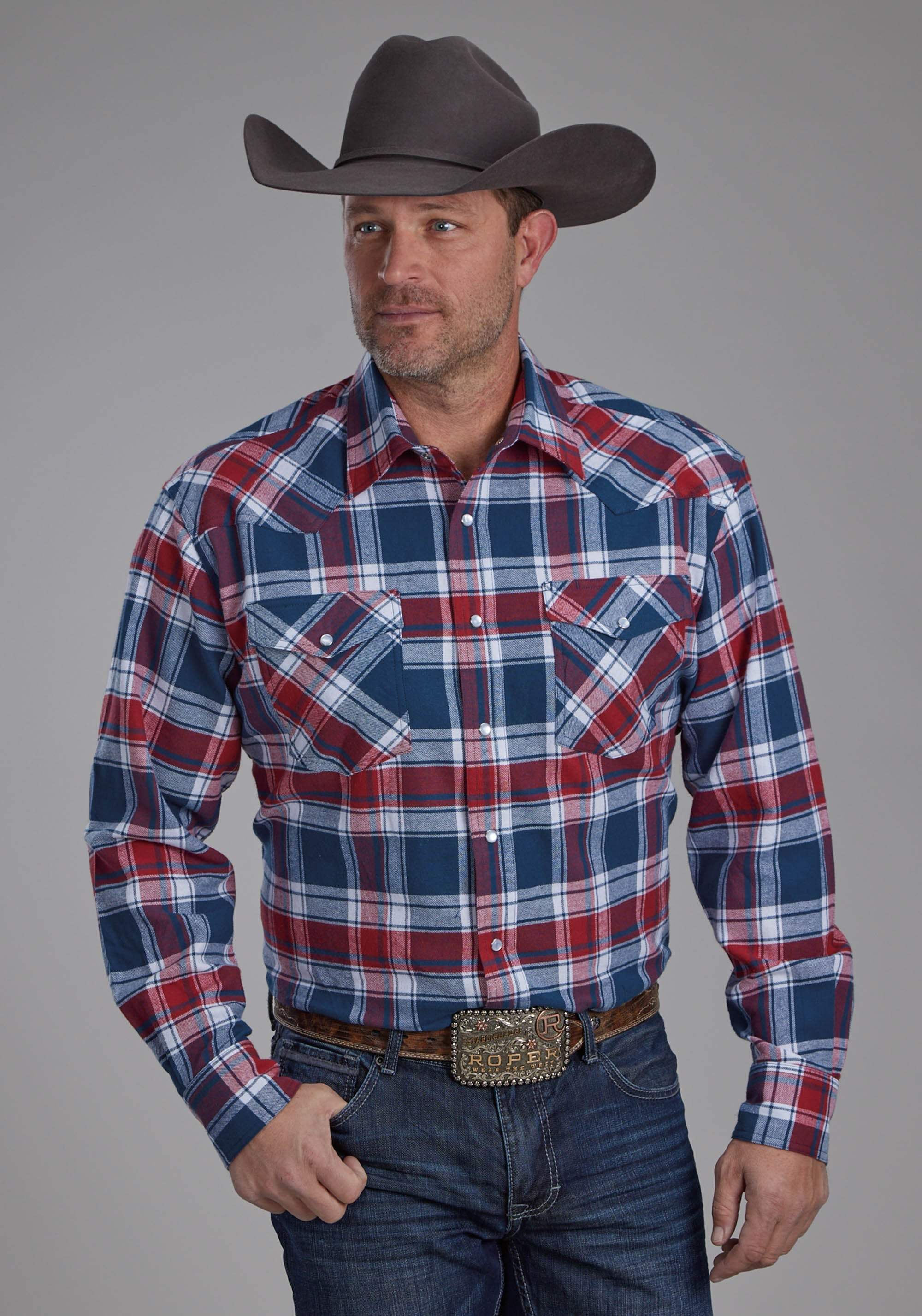 Roper Mens Unlined Flannel Shirt Long Sleeve Snap Western Shirt - Roper - Flyclothing LLC