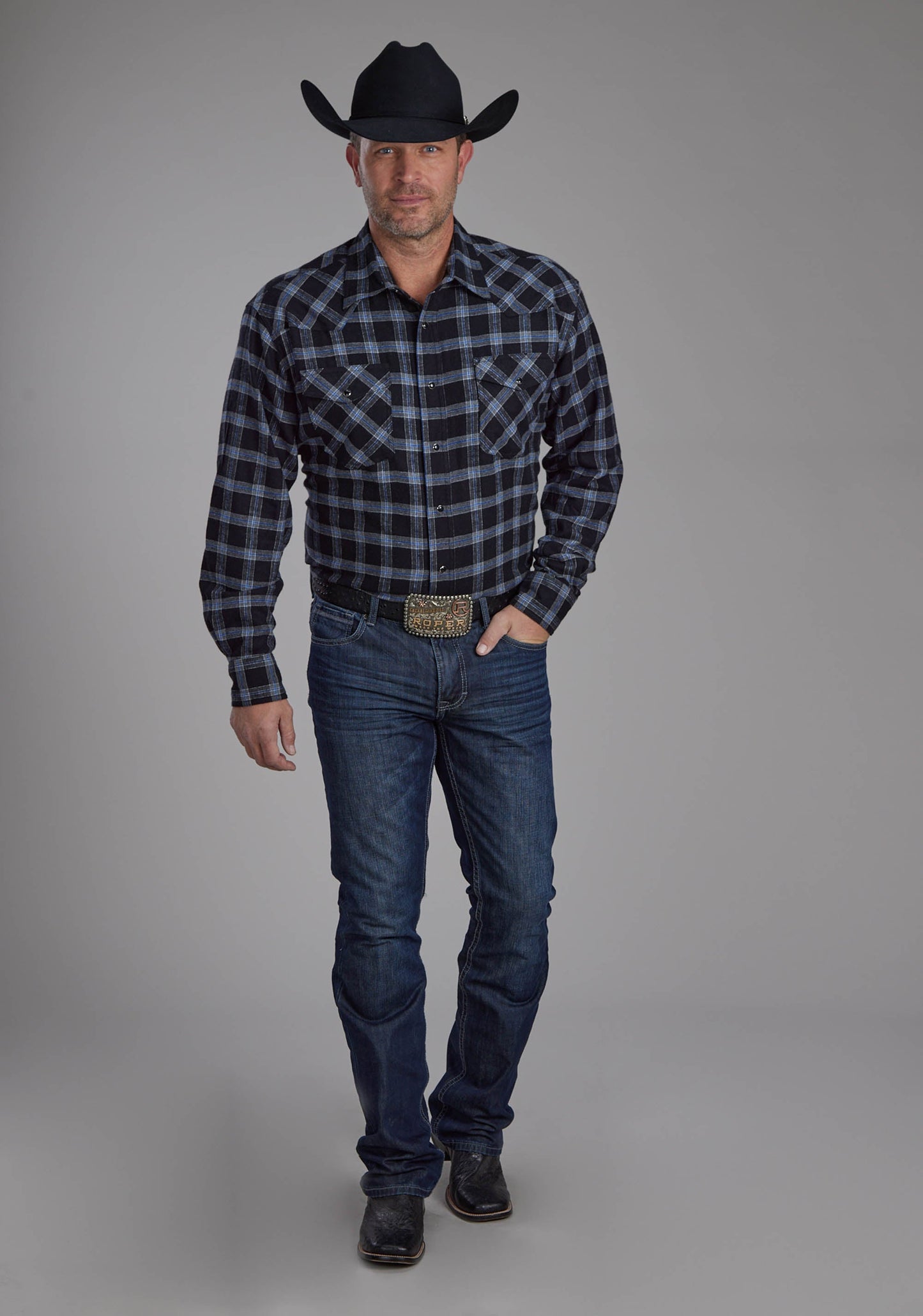 Roper Mens Unlined Flannel Shirt Long Sleeve Snap Western Shirt