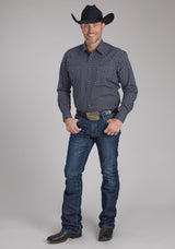 Roper Mens Blue Diamonds Long Sleeve Snap Western Shirt