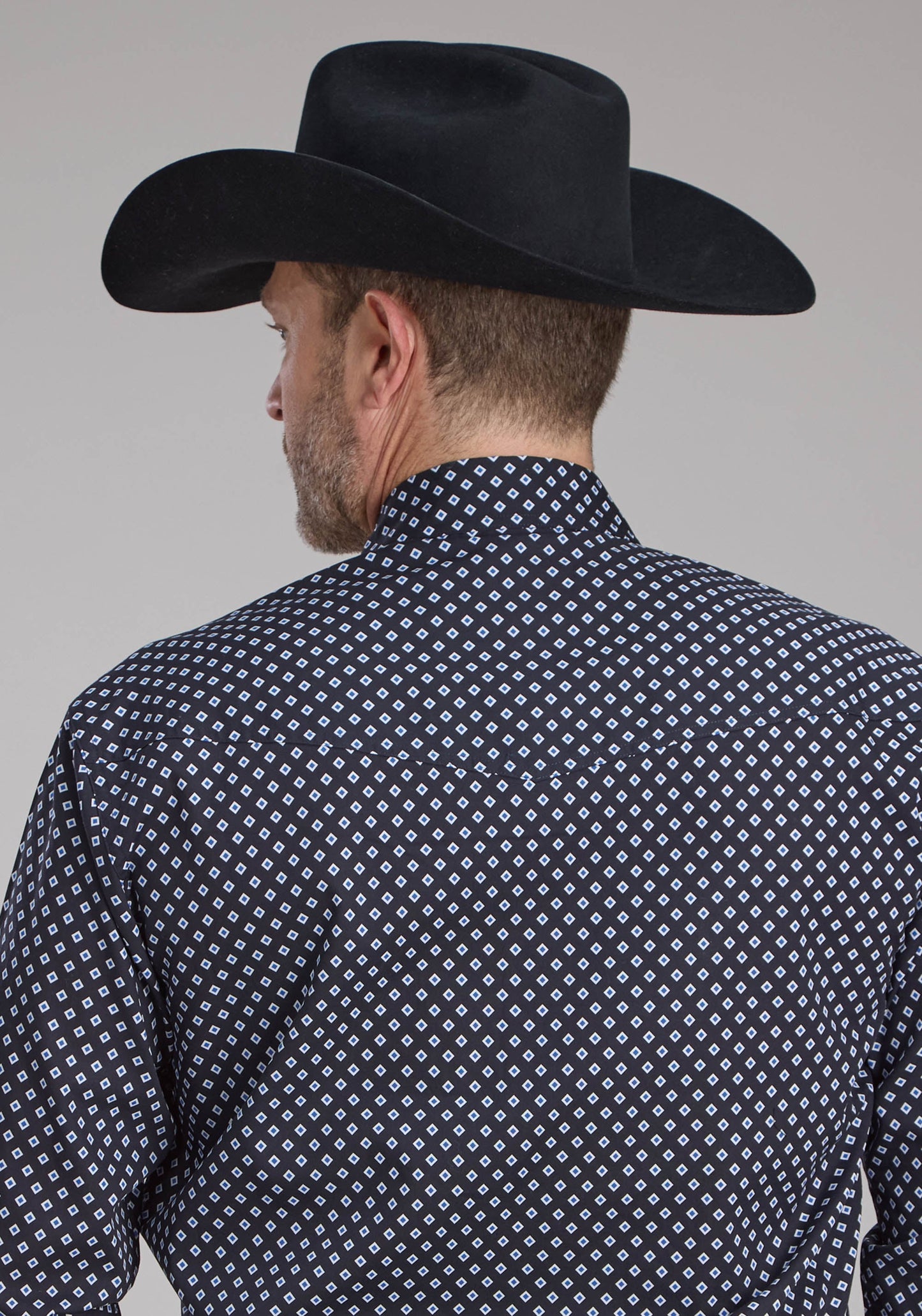 Roper Mens Blue Diamonds Long Sleeve Snap Western Shirt