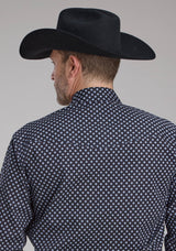 Roper Mens Blue Diamonds Long Sleeve Snap Western Shirt