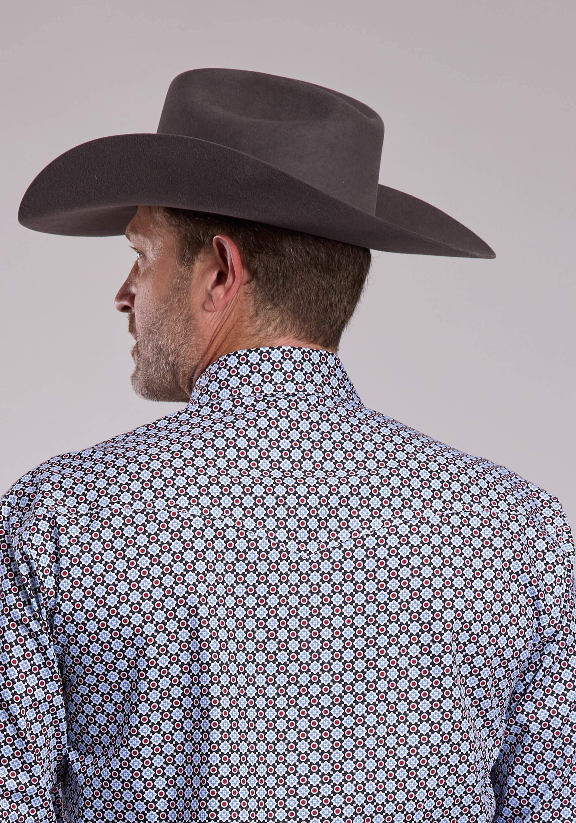 Mens Roper Baseball Foulard Long Sleeve Snap Shirt