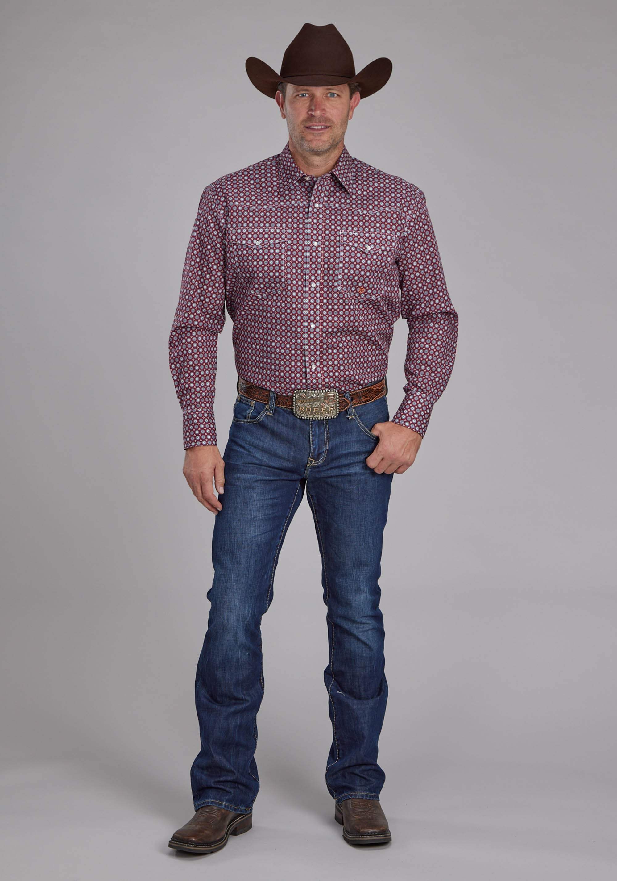 Roper Mens Highway Foulard Long Sleeve Snap Western Shirt - Roper - Flyclothing LLC