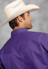 Roper Mens Purple Solid Long Sleeve Western Snap Shirt Tall Fit