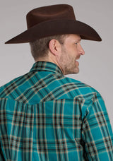 Roper Mens Real Teal Plaid Long Sleeve Snap Western Shirt - Roper - Flyclothing LLC