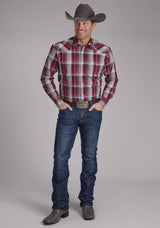 Roper Mens Wine And Smoke Plaid Long Sleeve Snap Western Shirt - Roper - Flyclothing LLC
