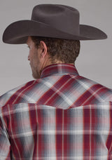 Roper Mens Wine And Smoke Plaid Long Sleeve Snap Western Shirt - Roper - Flyclothing LLC