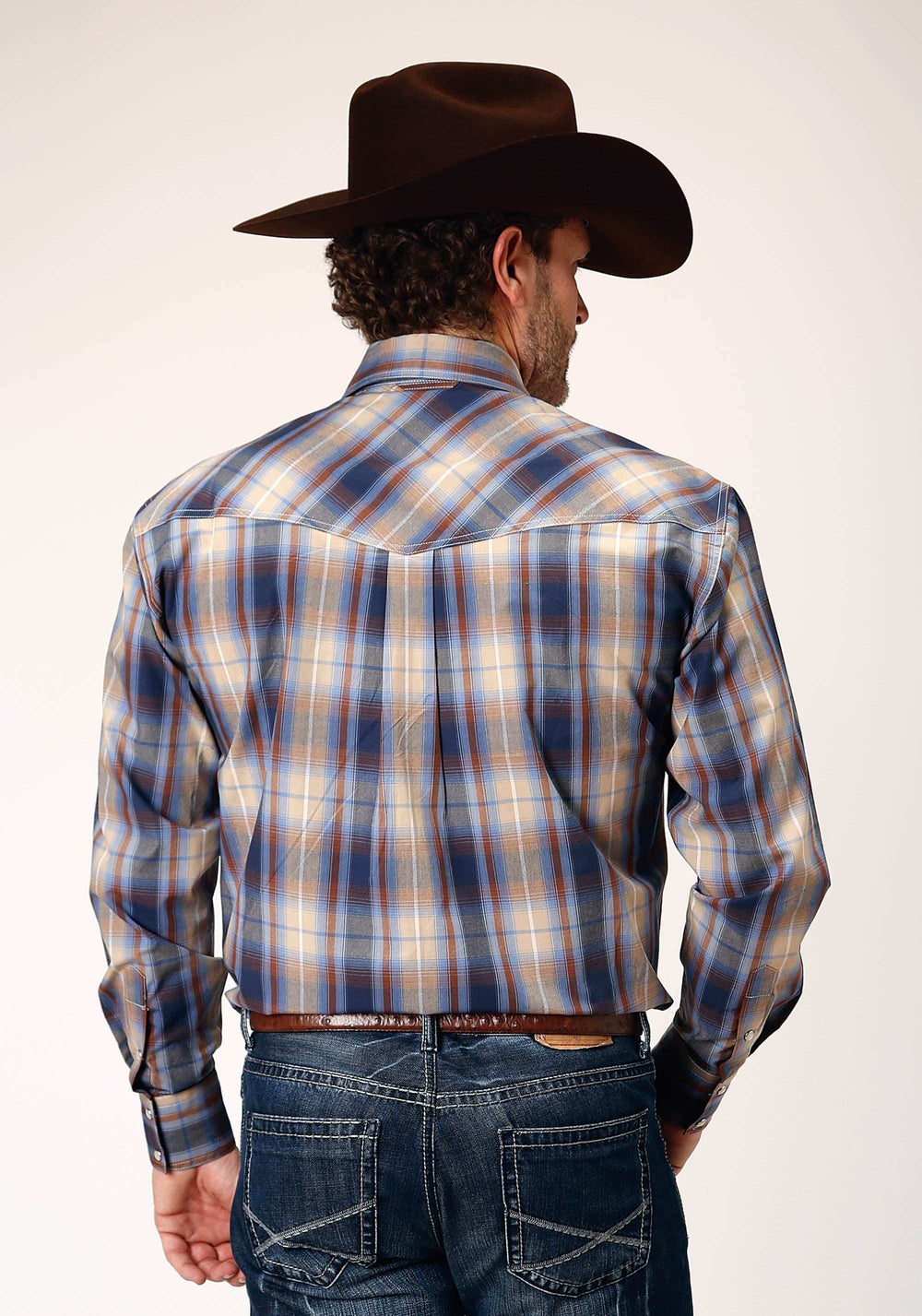 Roper Mens Long Sleeve Snap Ranch Plaid Western Shirt Tall Fit - Roper - Flyclothing LLC