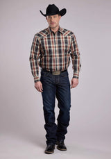 Roper Mens Long Sleeve Snap Black Ombre Plaid Western Shirt - Roper - Flyclothing LLC