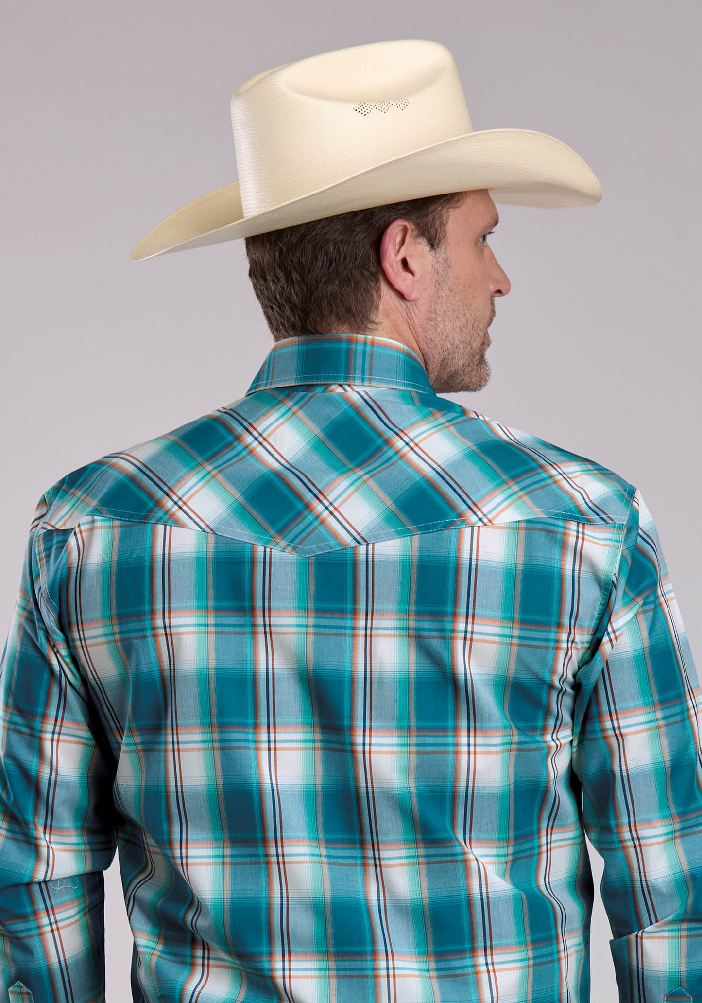 Mens Roper Sunset Plaid Long Sleeve Snap Shirt
