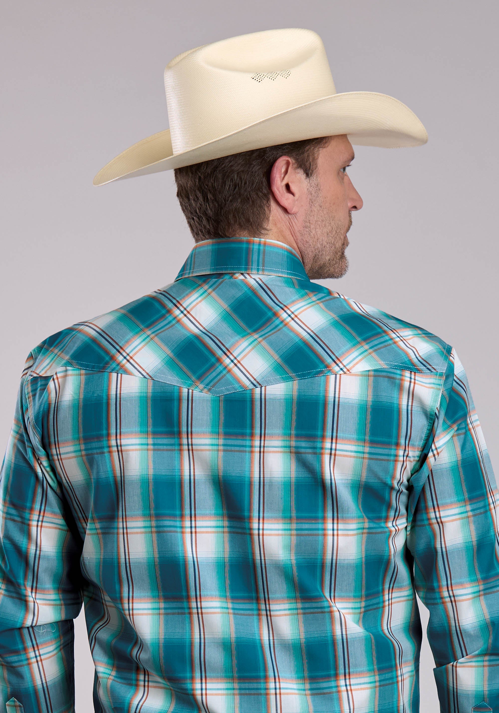 Mens Roper Sunset Plaid Long Sleeve Snap Shirt