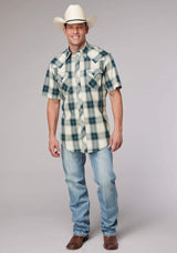 Roper Mens Tile Plaid Short Sleeve Snap Western Shirt - Roper - Flyclothing LLC