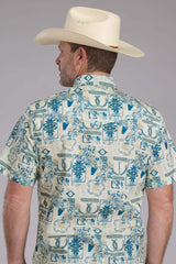 Roper Mens Tropical Resort Print Short Sleeve Snap Western Shirt - Roper - Flyclothing LLC