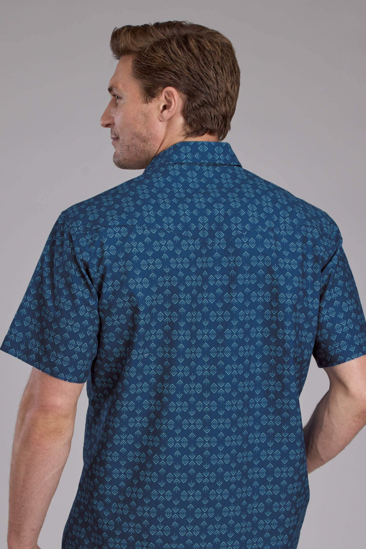 Roper Mens Diamond Print Short Sleeve Snap Western Shirt - Roper - Flyclothing LLC