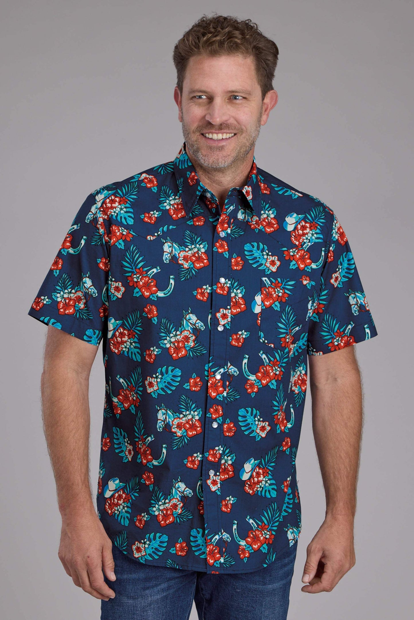 Roper Mens Hawaiian Print Short Sleeve Snap Western Shirt - Roper - Flyclothing LLC