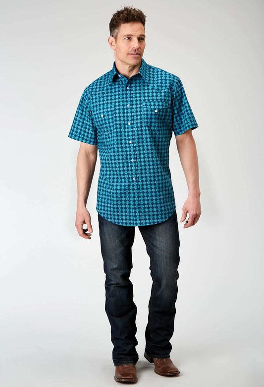 Roper Mens Short Sleeve Snap Scribble Print Western Shirt - Roper - Flyclothing LLC