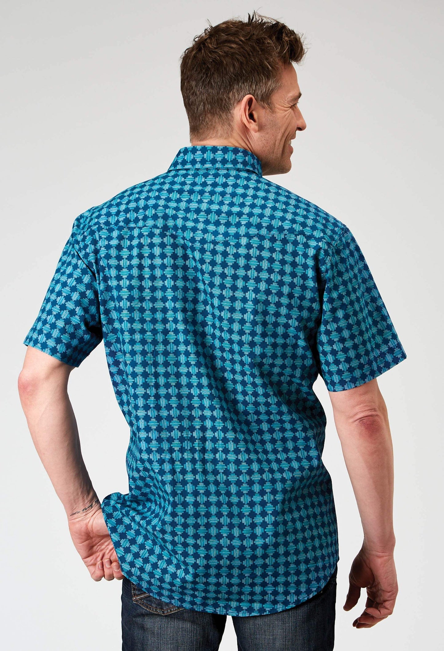 Roper Mens Short Sleeve Snap Scribble Print Western Shirt - Roper - Flyclothing LLC