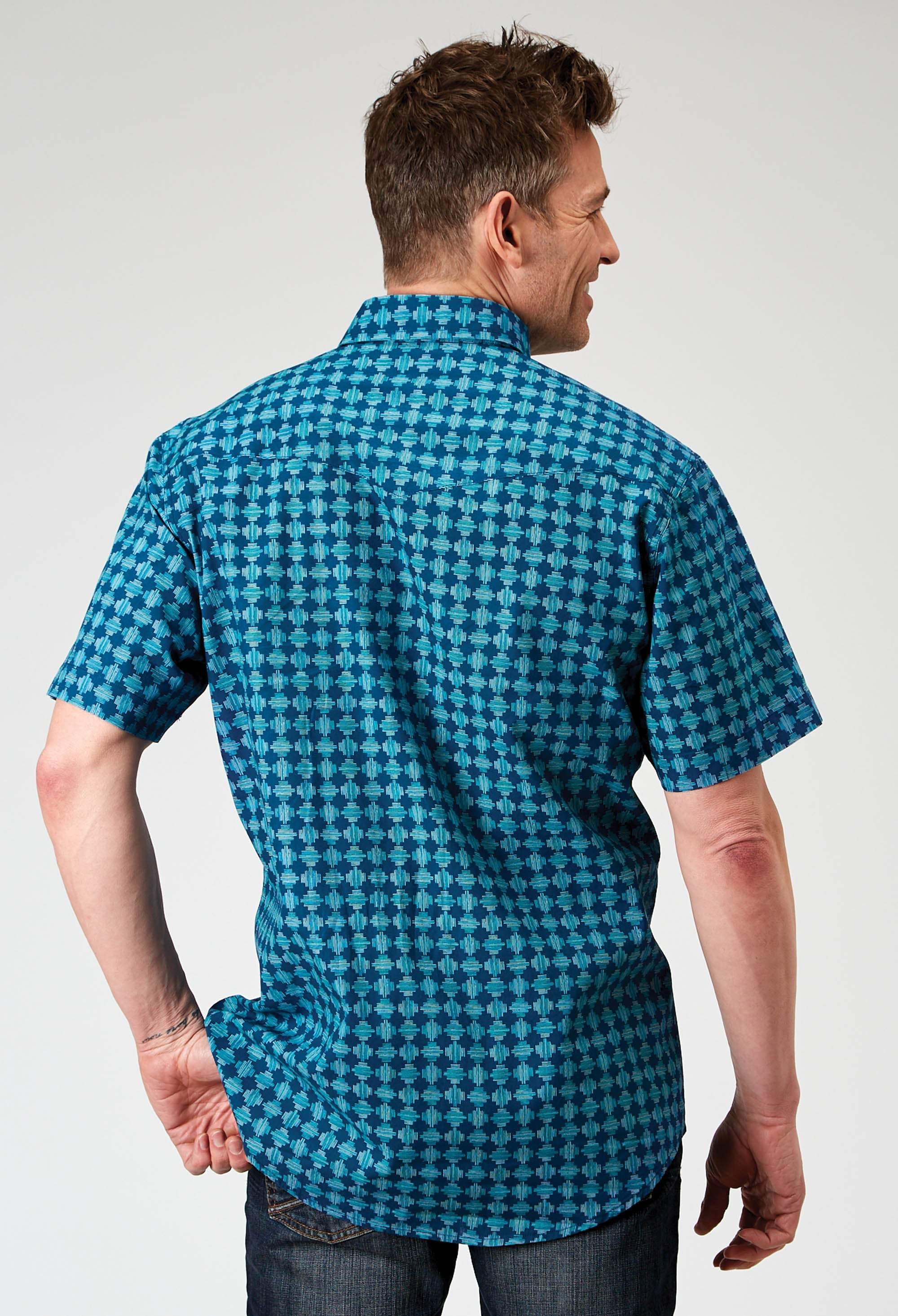 Roper Mens Short Sleeve Snap Scribble Print Western Shirt - Roper - Flyclothing LLC