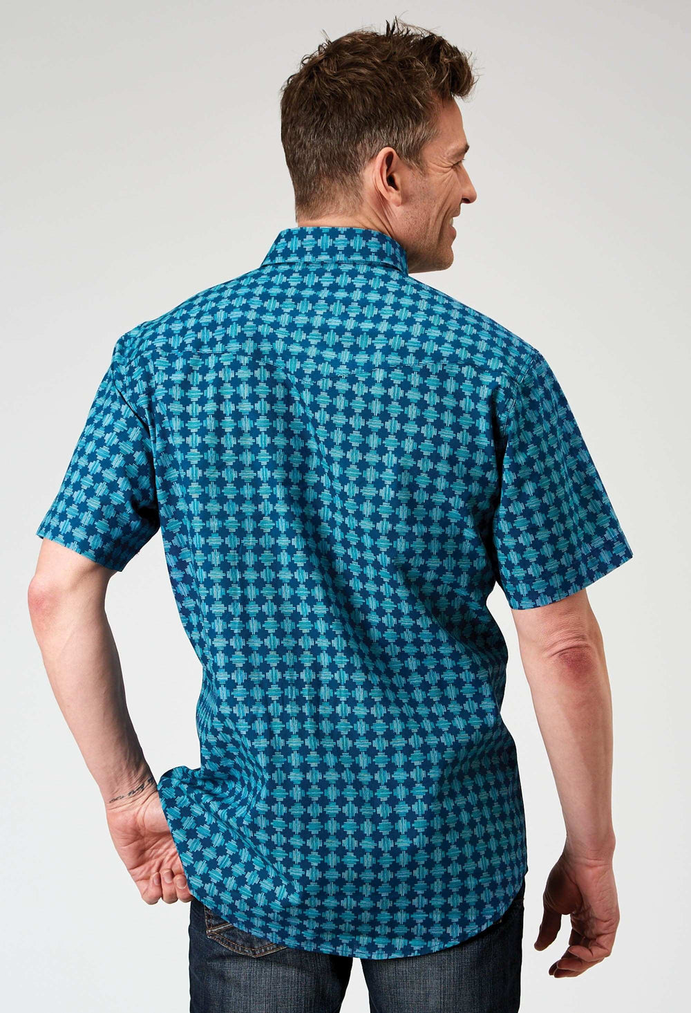 Roper Mens Short Sleeve Snap Scribble Print Western Shirt - Roper - Flyclothing LLC