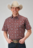 Roper Mens Short Sleeve Snap Vintage Paisley Print Western Shirt - Roper