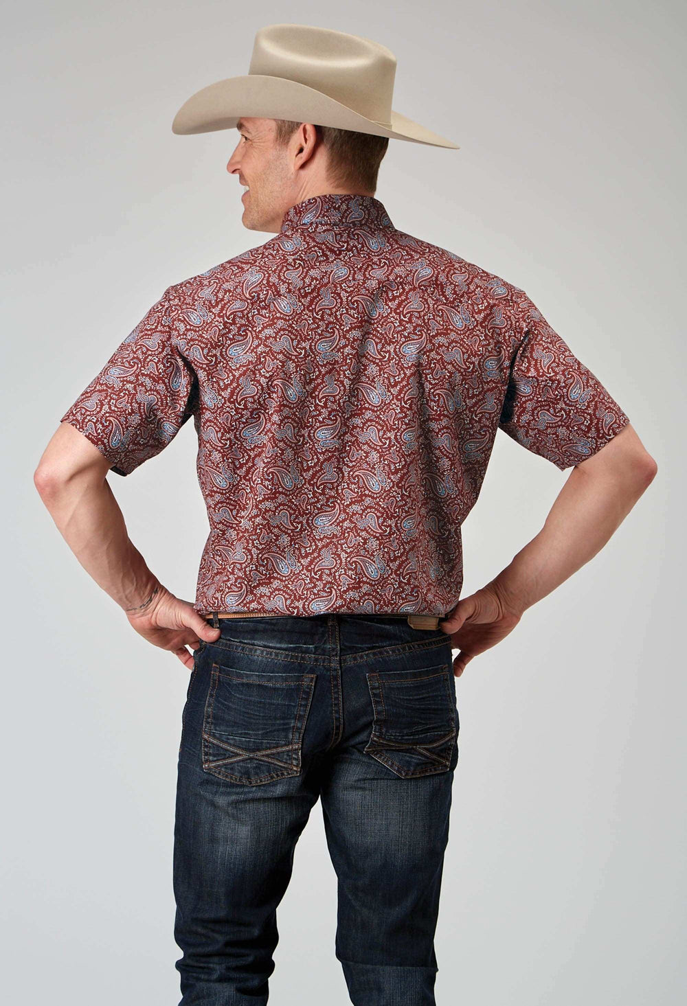 Roper Mens Short Sleeve Snap Vintage Paisley Print Western Shirt - Roper - Flyclothing LLC