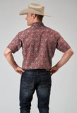 Roper Mens Short Sleeve Snap Vintage Paisley Print Western Shirt - Roper