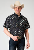 Roper Mens Short Sleeve Snap Ombre Aztec Print Western Shirt - Roper