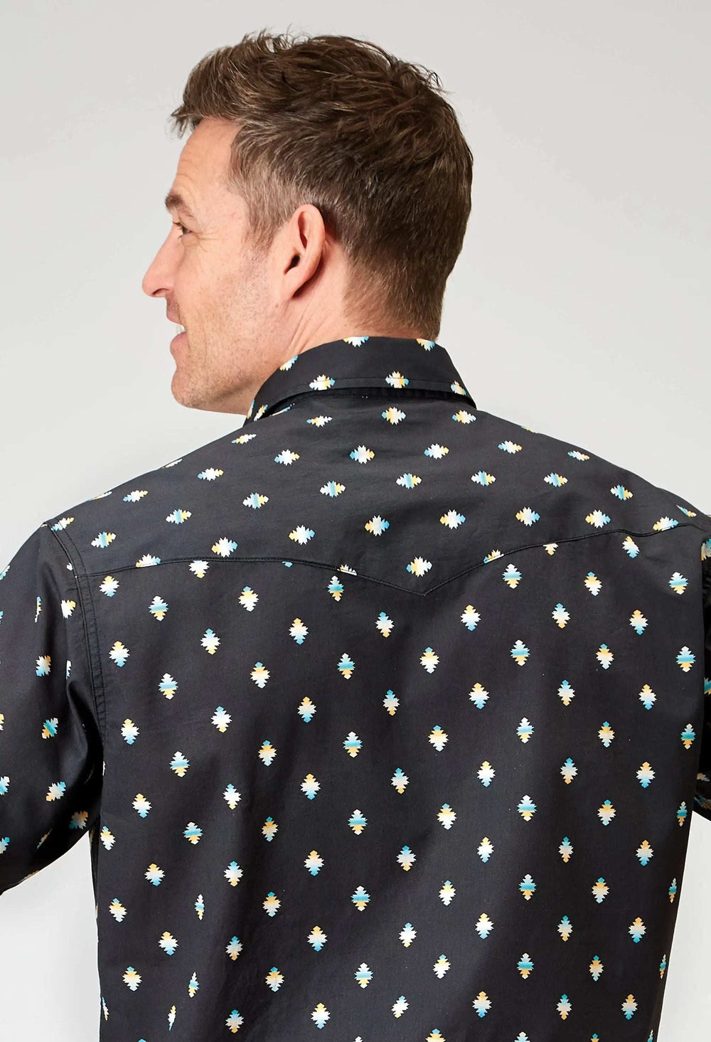 Roper Mens Short Sleeve Snap Ombre Aztec Print Western Shirt - Roper - Flyclothing LLC