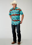 Roper Mens Short Sleeve Snap Hawaiian Print Western Shirt - Roper