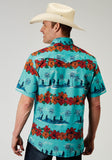Roper Mens Short Sleeve Snap Hawaiian Print Western Shirt - Roper