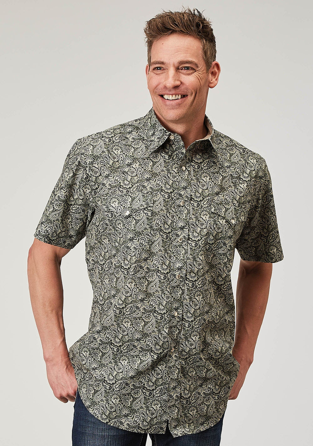 Roper Mens Short Sleeve Snap Estampa Paisley Western Shirt - Roper