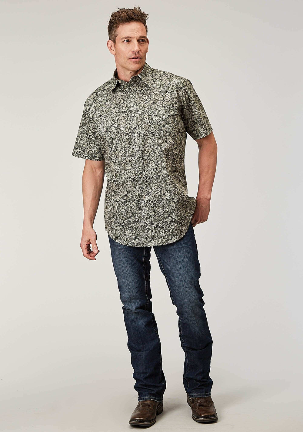 Roper Mens Short Sleeve Snap Estampa Paisley Western Shirt - Roper - Flyclothing LLC