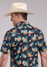 Mens Roper Hawaiian Print Short Sleeve Snap Shirt