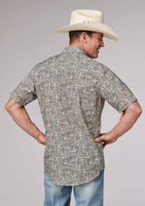Roper Mens Sketchy Paisley Print Short Sleeve Snap Western Shirt - Roper - Flyclothing LLC