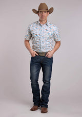 Mens Roper Mesas Print Short Sleeve Snap Shirt - Roper - Flyclothing LLC
