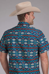 Roper Mens Horizontal Navajo Aztec Print Short Sleeve Snap Western Shirt - Roper - Flyclothing LLC