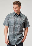 Roper Mens Short Sleeve Snap River Aztec Print Western Shirt - Roper