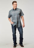 Roper Mens Short Sleeve Snap River Aztec Print Western Shirt - Roper