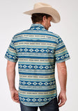 Roper Mens Short Sleeve Snap Aztec Blanket Print Western Shirt - Roper