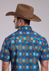 Mens Roper Serape Aztecs Stripe Short Sleeve Snap Shirt - Roper - Flyclothing LLC